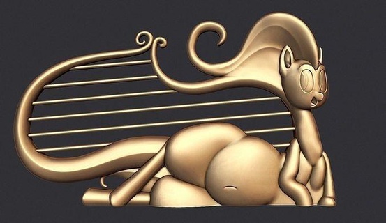 gato lira figura dourado harpa música instrumento corda musical acústico clássico Antiguidade vintage decoração grego antigo som ouro exibição pictórico Nota arte sinais logotipos 3d print model - Mito3D