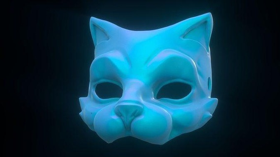 cat mask face lion halloween horror cyberpunk anon disguise fashion 3d print model - Mito3D