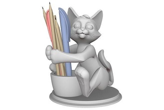 gato modelo participación libro oficina lápiz juguete estante soporte bolígrafo estatuilla escritorio mesa figurilla estatua arte escultura esculturas 3d print model - Mito3D
