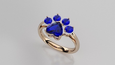 cat paw ring jewelry luxury love animal diamond gold silver wedding design printable rings 3d print model - Mito3D