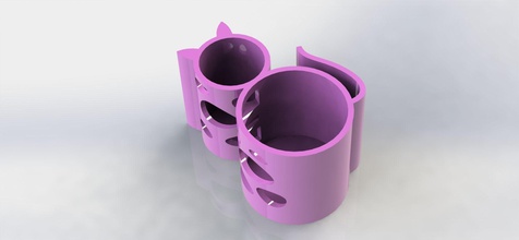 cat pen holder water penholder pencil pencils penholders children hobby art arts desktop design 3d 3dprinting colors geometry nature animals plants house accessories 3d print model - Mito3D