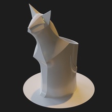 kedi kalem fincan heykel sanat dekor hayvan kulp destek ofis yazdır dolma heykeller 3d print model - Mito3D
