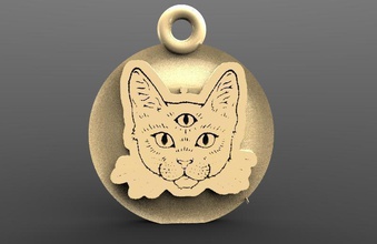 gato pingente joalheria animal felino arte pingentes 3d print model - Mito3D
