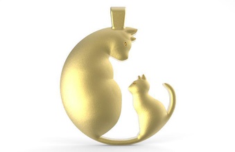 cat pendant 3 feline jewelry art pendants 3d print model - Mito3D