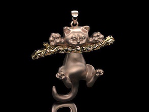 cat pendant no 02 jewelry human art woman girl kitty animal nature female jewel shayeste design gold silver printable fashion beauty necklace kitten tree pendants 3d print model - Mito3D