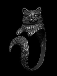 Katze Ring Gastronomie Schmuck Silber Tierring Tier Katzenschmuck niedlich Kunst Skulptur 925silver druckbar Sterling Juwel Ringe 3d print model - Mito3D