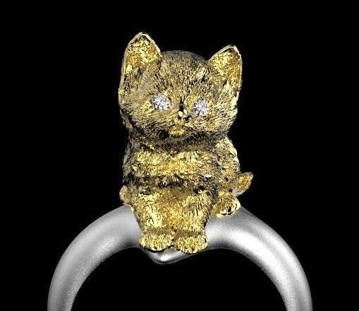 cat ring jewelry 3d model kitten meow pets animal miniatures figurines rings 3D print model - Mito3D