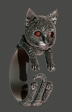 cat ring silver diamond printable gold nature animal jewelry rings 3d print model - Mito3D