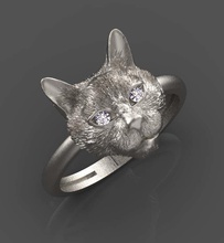 Katze ring Schmuck cat gold Silber Tier kitty Juwel weiblich baby Ringe 3d print model - Mito3D