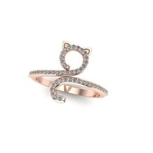 gato anel joalheria ouro prata moda luxo platina rosa brilhante diamante animal argolas 3d print model - Mito3D