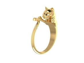 gato anillo oro joyería joya plata imprimible diamante boda compromiso libra esterlina moda collar enganchar belleza pulsera anillos 3d print model - Mito3D