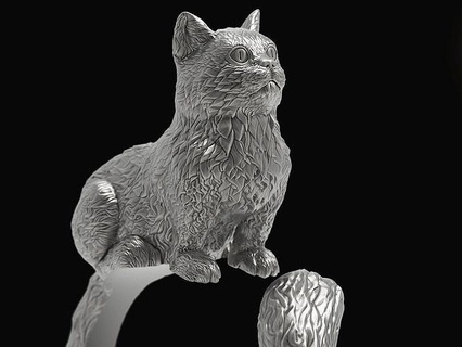 cat ring silver gold printable jewelry 3d model fashion animal trend fantasy zbrush design sterling statue jewel rings 3d print model - Mito3D