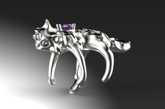 cat ring jewelry gem precious jewel brilliant silver gold diamond sterling fashion beauty luxury animal rings 3d print model - Mito3D