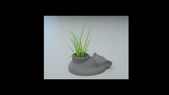 gato soñoliento aire plantador maceta plantas alfarero 3dprint 3d impresión adorable lindo regalo ideas moderno diseño casa decoración 3d print model - Mito3D