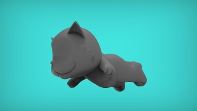 gato cansado juguete divertido toon dibujos animados Arte arte diseñador lindo sencillo bricolaje diy plastico juegos juguetes animal 3d print model - Mito3D