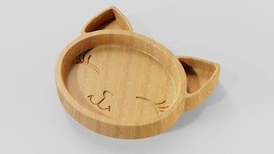 cat tray stl models cnc 3d printing plate children food dessert eco wooden hobby diy 3d print model - Mito3D