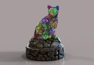 cat voronoi art animal 3dprinting modeling others structure other 3d print model - Mito3D