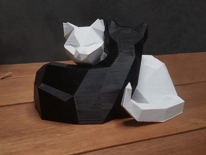 cat yng - yang animal sculpture lowpoly 3d print model art sculptures 3d print model - Mito3D