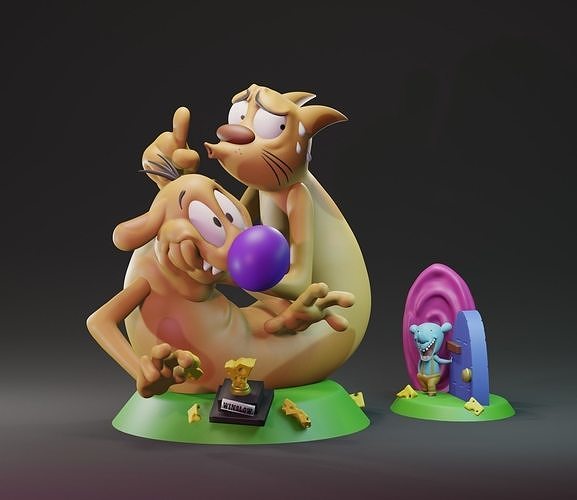 catdog statue mini winslow - fanart cat dog retro cartoon childhood toon trophy character caricatura 90 geek tv child toy game funny art sculptures 3D print model - Mito3D