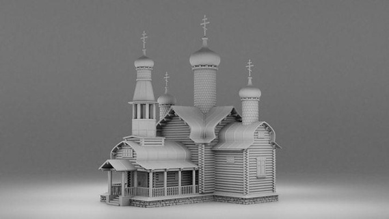 cathedral church architecture building wood slavic russian 3d printing house 3d print model - Mito3D