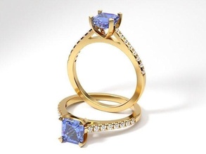 katedral nişan zümrüt yüzük elmas döşemek takı mücevher düğün moda değerli taş yüzükler altın gümüş sterlin Yazdır yazdırılabilir 3d print model - Mito3D