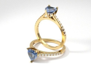 Cattedrale Fidanzamento cuore squillare diamante spianare gioielleria gioiello nozze moda pietra preziosa anelli oro argento sterlina Stampa stampabile 3d print model - Mito3D