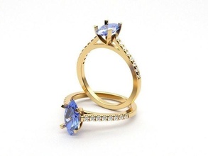 catedral compromiso marquesa anillo diamante pavimentar joyería joya Boda Moda piedra preciosa anillos oro plata libra esterlina impresión imprimible 3d print model - Mito3D