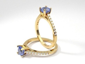 cathédrale engagement octogone bague diamant paver bijoux bijou mariage mode gemme anneaux or argent sterling impression imprimable 3d print model - Mito3D