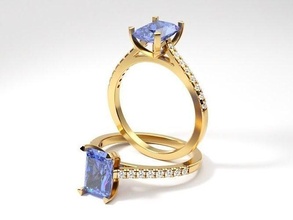 cathédrale engagement radiant bague diamant paver bijoux bijou mariage mode gemme anneaux or argent sterling impression imprimable 3d print model - Mito3D