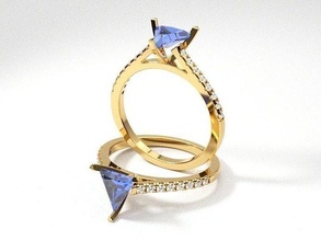katedral nişan üçgen yüzük elmas döşemek takı mücevher düğün moda değerli taş yüzükler altın gümüş sterlin Yazdır yazdırılabilir 3d print model - Mito3D