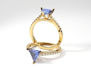 cathédrale engagement milliards droit bague diamant paver bijoux bijou mariage mode gemme anneaux or argent sterling impression imprimable 3d print model - Mito3D
