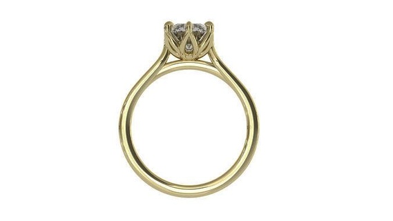 Dom Blatt Tulpe Solitär Ring Größen Diamant Mode Schmuck Engagement Gold Hochzeit modern Neu Design Juwel druckbar Nelke Kleidung 3d print model - Mito3D