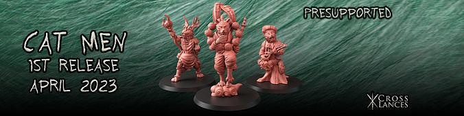 catmen 2 cat fantasy game man men monk red role ranger 28mm dnd bard best tribes tabaxi proxy adventurers playing catman games toys board 3d print model - Mito3D