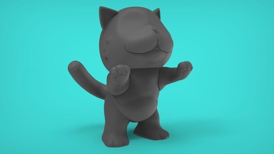 chat demander jouet amusement toon dessin animé art d'art designer mignonne facile diy plastique jeux jouets animal 3d print model - Mito3D