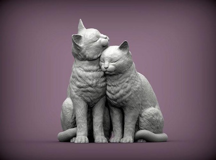 katzen liebe katze tier säugetier wild haustier kitty natur kätzchen skulptur statuette souvenir 3d drucken modell kunst skulpturen niedlich 3d print model - Mito3D