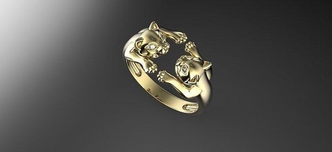 cats ring jewelry rings gold silver printable cat 3d print model - Mito3D