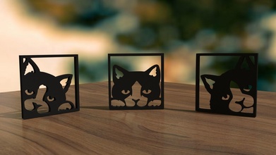 three cats cat toy 3dprint decoration keychain design vectors art animal illustration games toys 3d print model - Mito3D