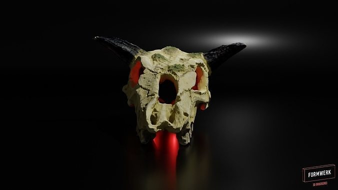 cattle skull skeleton dead death bone halloween animal creepy scary deco figure sculpture skeletal anatomical tombstone corpse horror games toys 3D print model - Mito3D