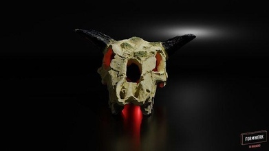 cattle skull skeleton dead death bone halloween animal creepy scary deco figure sculpture skeletal anatomical tombstone corpse horror games toys 3d print model - Mito3D