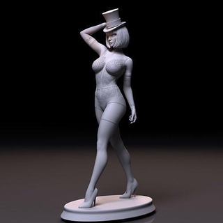 catwalk statue of woman wearing hat fashion character model female clothing lingerie body bikini bra art sculptures 3d print model - Mito3D