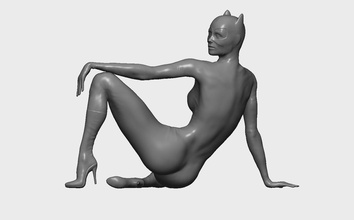 catwoman nudo donna in gatto costume 3d stampa supereroe dc giochi giocattoli 3d print model - Mito3D