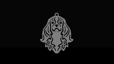 cavalier king charles pendant dog chain art head design symbol modern jewelry pendants 3d print model - Mito3D