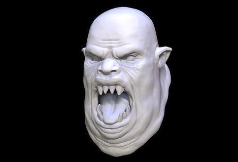 grotte ork tête sculpter sculpture art statue visage homme miniatures fantaisie ogre troll lutin brute lourd fou furieux sculptures 3d print model - Mito3D