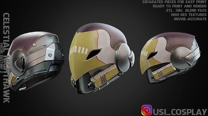 celestial nighthawk helmet cosplay destiny sony bunjee blender playstation 3d print art scans replicas 3D print model - Mito3D