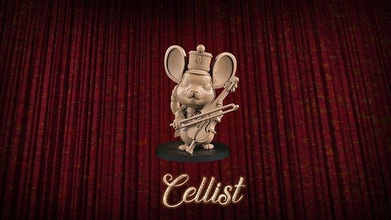 cellist statue of mouse holding musical instrument player fantasy football toy game miniature 3d 3dsculpture amouseorchestra gametoys miniatures bloodbowl gamers play games toys board 3d print model - Mito3D