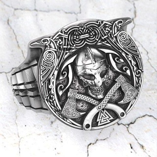 celtic 6 Schmuck druckbar Silber Ring Ringe Schädel keltisch Wikinger odin Knoten Rabe Axt Achsen Helm 3d print model - Mito3D