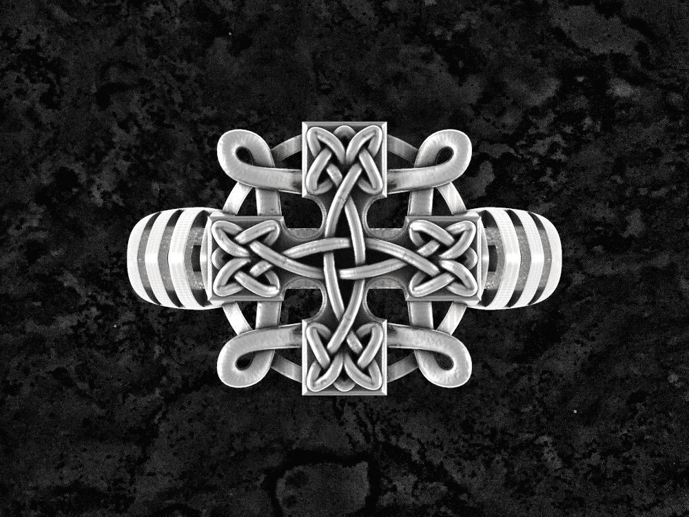 celtique-ring3 bijoux de l'anneau imprimable celtique la croix d'argent les anneaux 3D print model - Mito3D