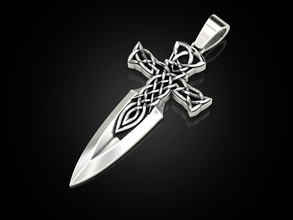 celtique traverser épée bijoux impression 3dprinted imprimable conception bijou d'or mode or prototypage argent motard noircissement pendentif pendentifs 3d print model - Mito3D