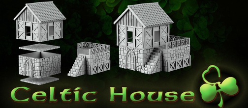 celtique maison irlandais irlande écossais accueil raffermir bâtiment bâtiments lutin saint patrick terrain scénique imprimable filament ensemble marteau guerre jeux jouets planche 3d print model - Mito3D