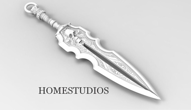 celta cuchillo la joyería el celtic colgante de oro scull colgantes plata arma blanca collar religiou objeto joya 3d print model - Mito3D